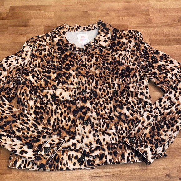 LuLaRoe Jackets & Blazers - Leopard Print Jean Jacket Black and Brown Women's Size M - LULAROE Kenny
